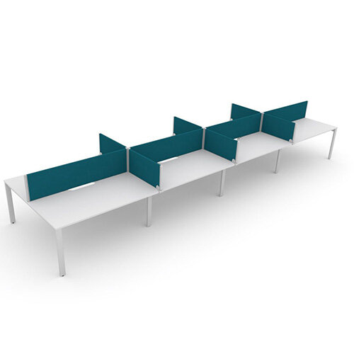 Switch 8 Person Bench Desk With Privacy Screens W 4x 1400mm x D 2x600mm Switch 8 Person Bench Desk With Privacy Screens W 4x 1400mm x D 2x600mm
