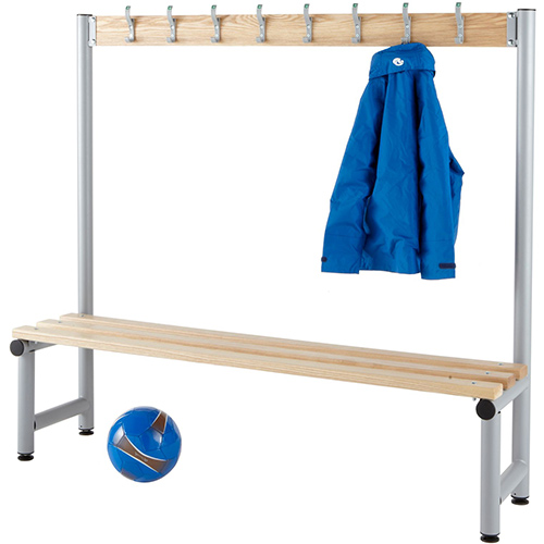Probe Single Sided 8 Hook Bench Junior Type D Silver Frame Light Ash Slats L1500xD350xH400mm 7 Year Warranty