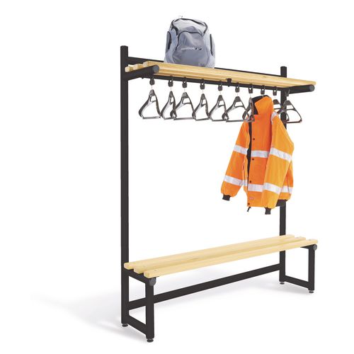 Probe Single Sided Overhead Hanging Bench - Type G 10 Anti Theft Hangers Included L1000xD350xH475mm Black Frame Light Ash Slats 7 Year Warranty