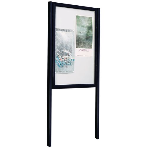 Black A2 (4Xa4) Size Portrait Tradition Outdoor Noticeboard On Posts
