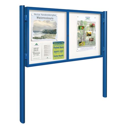 Blue 8Xa4 Dual-Door Tradition Outdoor Noticeboard On Posts