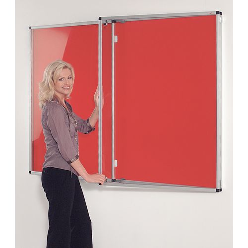 Standard Tamperproof Noticeboard Silver/Red Aluminium/Plastic/Fabric H xW mm: 1200x2400