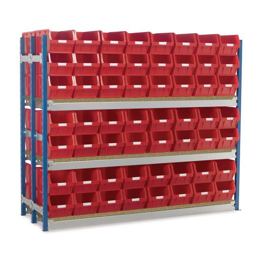 Toprax Longspan H1500Xw1812Xd625mm-Double Extension Bay 112 Blue Bins