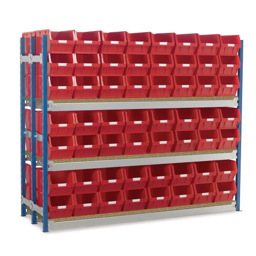 Toprax Longspan H1500Xw1812Xd625mm-Double Extension Bay 112 Red Bins Toprax Longspan H1500Xw1812Xd625mm-Double Extension Bay 112 Red Bins