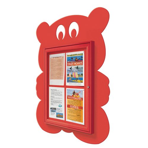 School Fun Teddy Bear Notice Board 4xA4 Notice Board External Dimensions: H 750x550mm Painted Red