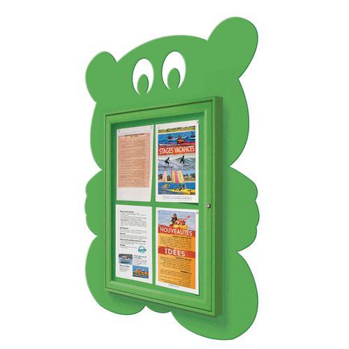 School Fun Teddy Bear Notice Board 4xA4 Notice Board External Dimensions: H 750x550mm Painted Green