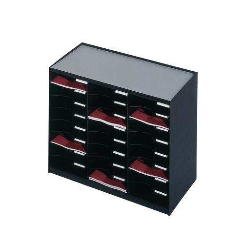24 Compartment Mailsorter Black For A4 Literature With Label Holders And Labels