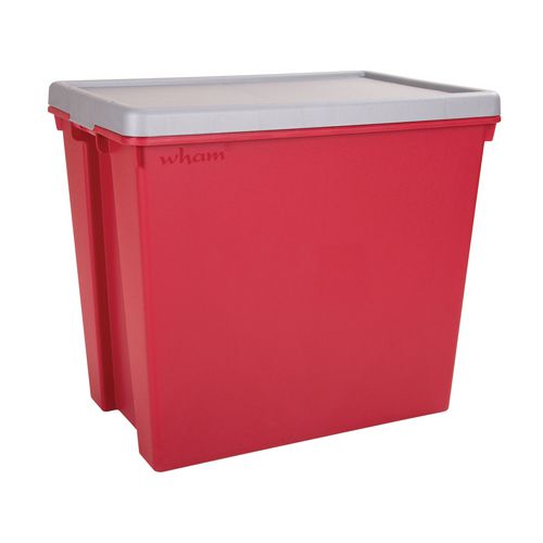 Wham Bam 92L Heavy Duty Box & Lid Chilli Red/Silver - Hunt Office Ireland