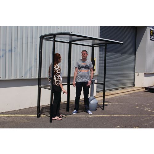 Corfe Open Fronted Smoking Shelter With Clear Roof Freestanding & Tower Bin Black HxWxD mm: 2100x2100x1074