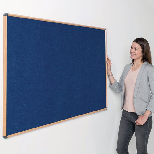 Shield Light Oak Wood Effect Frame Eco-Colour Fire  Resistant Notice Board 1200x1200 Blue