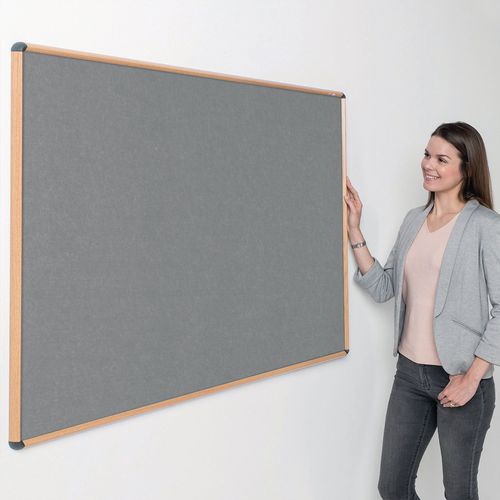 Shield Light Oak Wood Effect Frame Eco-Colour Fire  Resistant Notice Board 1200x1200 Grey
