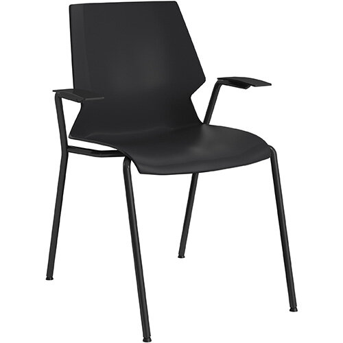 Titan Uni 4 Leg Classroom Chair with Arms 475mm Seat Height Grey Frame & Black Seat