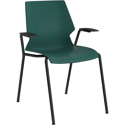 Titan Uni 4 Leg Classroom Chair with Arms 475mm Seat Height Grey Frame & Green Seat