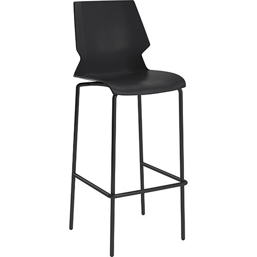 Titan Uni High Classroom Stool with Backrest 475mm Seat Height Grey Frame & Black Seat