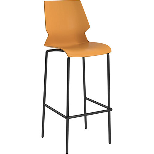 Titan Uni High Classroom Stool with Backrest 475mm Seat Height Grey Frame & Yellow Seat