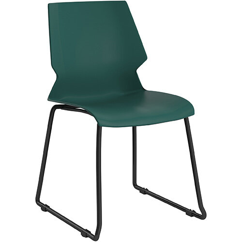 Titan Uni Skid Base Classroom Chair 475mm Seat Height Grey Frame & Green Seat