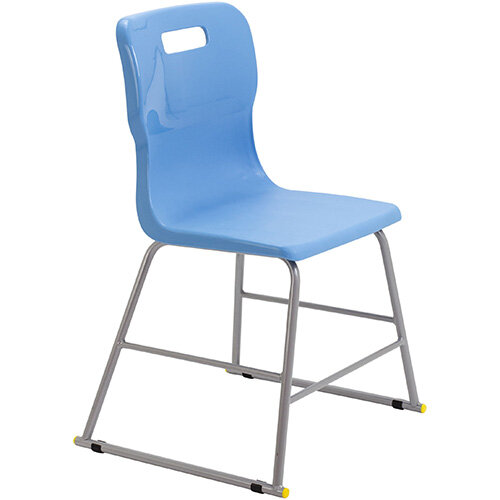 Titan High Classroom Stool with Backrest Size 3 445mm Seat Height (Ages: 6-8 Years) Polly Lipped Seat with Skid Base Sky Blue T60-CB - 5 Year Guarantee