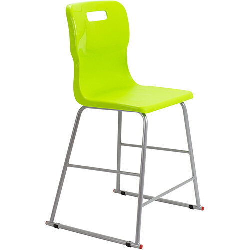 Titan High Classroom Stool with Backrest Size 4 560mm Seat Height (Ages: 8-11 Years) Polly Lipped Seat with Skid Base Lime T61-L - 5 Year Guarantee