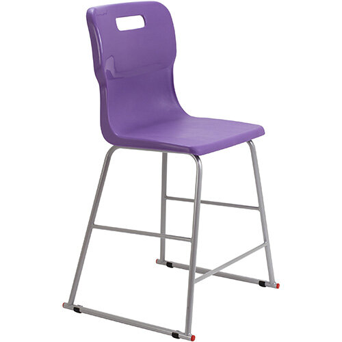 Titan High Classroom Stool with Backrest Size 4 560mm Seat Height (Ages: 8-11 Years) Polly Lipped Seat with Skid Base Purple T61-P - 5 Year Guarantee