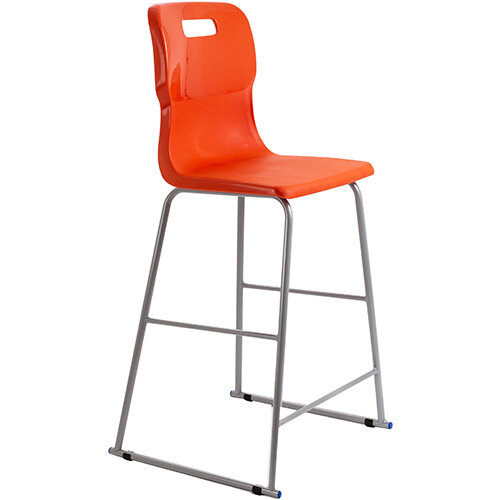 Titan High Classroom Stool with Backrest Size 6 685mm Seat Height (Ages: 14+ Years) Polly Lipped Seat with Skid Base Orange T63-O - 5 Year Guarantee