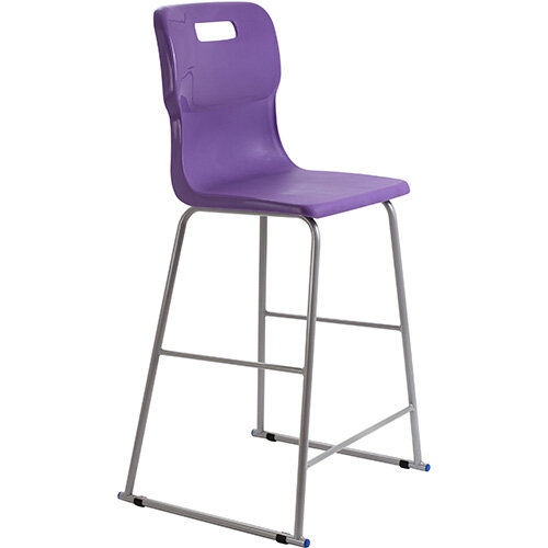 Titan High Classroom Stool with Backrest Size 6 685mm Seat Height (Ages: 14+ Years) Polly Lipped Seat with Skid Base Purple T63-P - 5 Year Guarantee