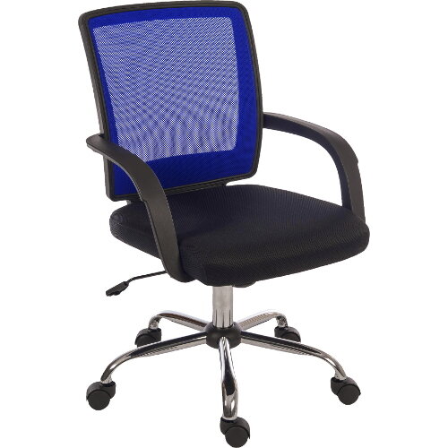 Star Mesh Back Office Chair With Black Fabric Seat And Blue Mesh Backrest