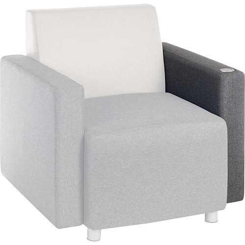 CUBE Modular Soft Seating Module - USB Portal Left Hand Armrest With Dark Grey Fabric Upholstery CUBE Modular Soft Seating Module - USB Portal Left Hand Armrest With Dark Grey Fabric Upholstery