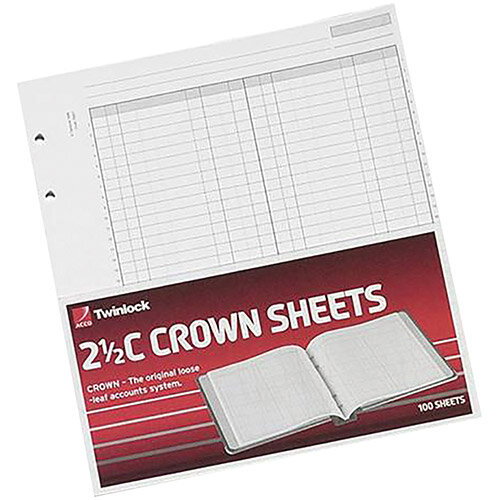 Twinlock 2.5C Crown Double Ledger Sheets Ref 75831 Pack 100 x 5  T75831