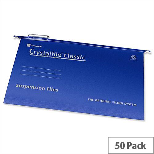 Rexel Crystalfile A4 Vertical Suspension File Blue 15mm Pack 50 Rexel Crystalfile A4 Vertical Suspension File Blue 15mm Pack 50