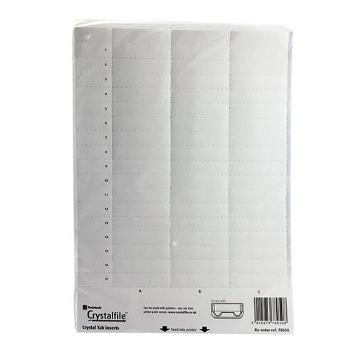 Card Inserts for Rexel Crystalfile Suspension File Tabs Sheet of 51 Inserts White 78050 Card Inserts for Rexel Crystalfile Suspension File Tabs Sheet of 51 Inserts White 78050