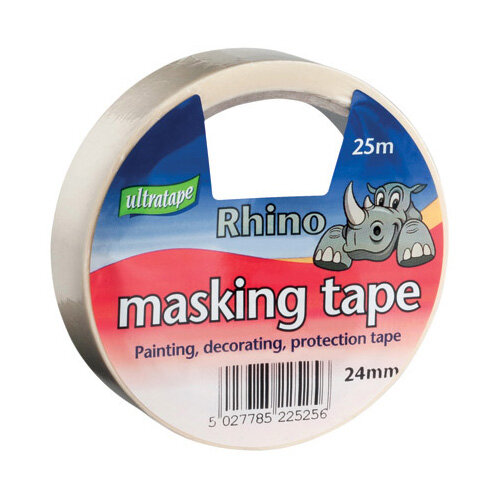 General Purpose Masking Tape 24mmx25m Rhino Label Pack of 9 RT03512425RH1 General Purpose Masking Tape 24mmx25m Rhino Label Pack of 9 RT03512425RH1