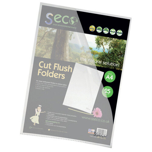 Stewart Superior Seco CutFlush Folder A4 Clear Pack of 25 LSF-CL/25