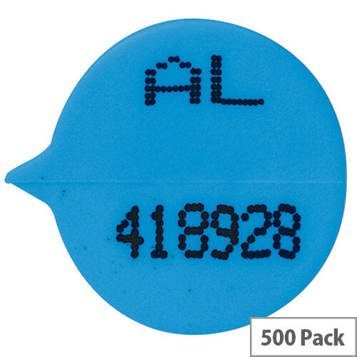 Go Secure Numbered Round Seal Blue (Pack of 500) S3B