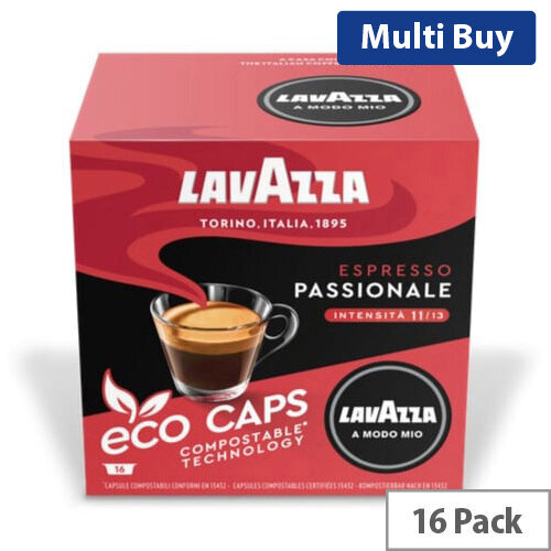 Lavazza Modo Mio PASSIONALE Compostable Coffee Capsules - Pack of 16 Pods - Eco Caps
