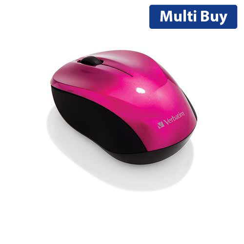 Verbatim Go Nano Wireless Mouse - Hot Pink, 1600 DPI, 2.4Ghz, Ambidextrous