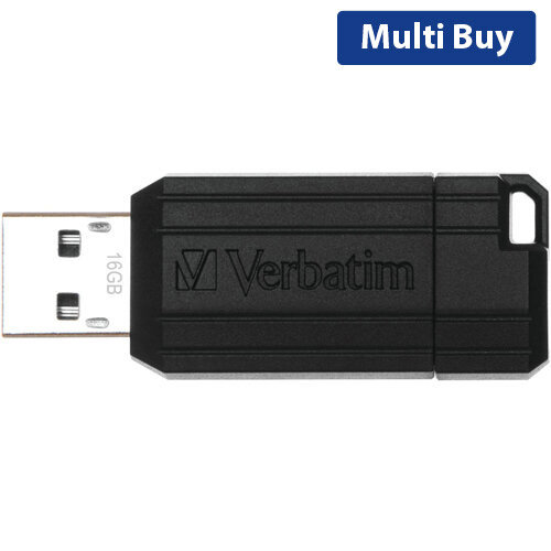 Verbatim PinStripe USB Drive, 16GB, Retractable USB 2.0, Black (49063) - Reliable USB Stick for Easy Data Transfer