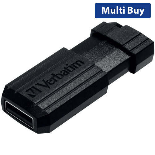 Verbatim PinStripe USB Drive, 32GB, Retractable USB Memory Stick, USB 2.0, Black - High-Capacity Portable Storage