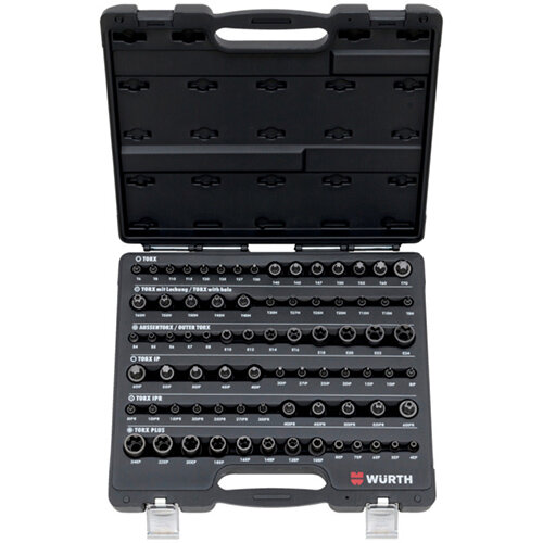 Wurth 1/4-inch, 3/8-inch and 1/2-inch Socket Wrench Assortment - SKTWRNCH-SORT-TX-1/4-3/8-1/2IN-77PCS Ref. 096517 77 Wurth 1/4-inch, 3/8-inch and 1/2-inch Socket Wrench Assortment - SKTWRNCH-SORT-TX-1/4-3/8-1/2IN-77PCS Ref. 096517 77