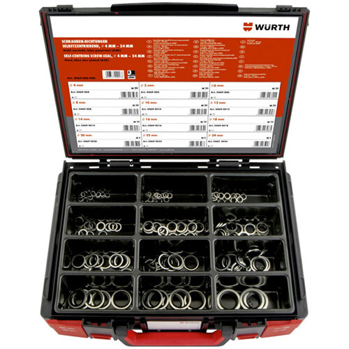 Wurth Bonded Seal, Self-Centring, Assortment - SCRSEAL-SELFCENT-SYSKO-165PCS Ref. 5964046900 Wurth Bonded Seal, Self-Centring, Assortment - SCRSEAL-SELFCENT-SYSKO-165PCS Ref. 5964046900