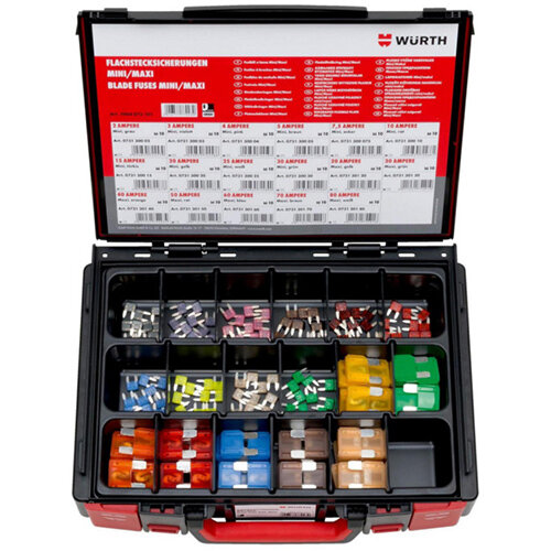 Wurth Flat Blade Fuses MINI/MAXI silver Assortment - FLBLDEFSE-SYSKO-(MINI-MAXI)-170PCS Ref. 5964073101 Wurth Flat Blade Fuses MINI/MAXI silver Assortment - FLBLDEFSE-SYSKO-(MINI-MAXI)-170PCS Ref. 5964073101