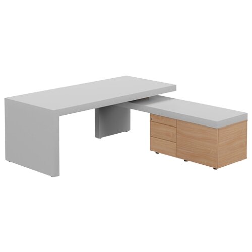 Auttica Light Grey Executive Office Desk with Beech Right Side Return W2000mm