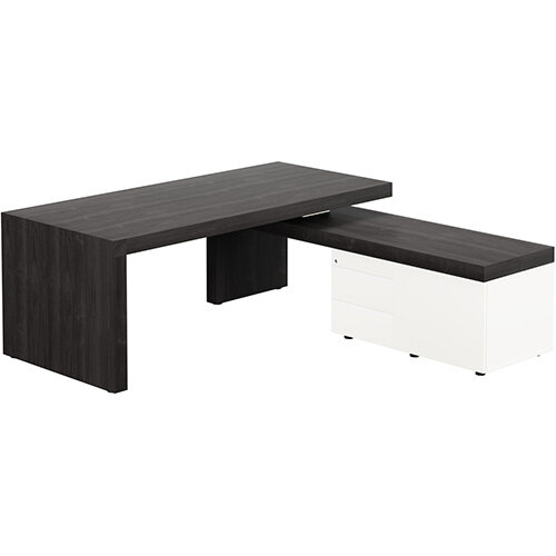 Auttica ST Moritz Walnut Executive Office Desk with White Right Side Return W2000mm