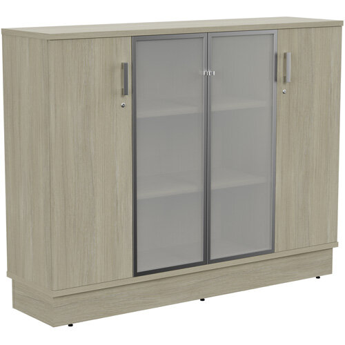 Grand Medium 2 Wooden &2 Frosted Glass Door Credenza Cabinet W1605xD420xH1255mm Arctic Oak Grand Medium 2 Wooden &2 Frosted Glass Door Credenza Cabinet W1605xD420xH1255mm Arctic Oak
