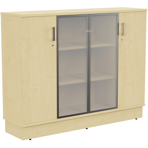 Grand Medium 2 Wooden &2 Frosted Glass Door Credenza Cabinet W1605xD420xH1255mm Maple Grand Medium 2 Wooden &2 Frosted Glass Door Credenza Cabinet W1605xD420xH1255mm Maple