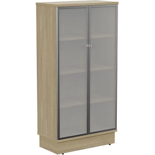 Grand Tall Cupboard With Frosted Glass Doors W805xD420xH1615mm Urban Oak