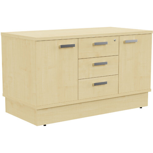 Grand 2 Door & 3 Drawer Credenza Unit W1200xD600xH705mm Maple