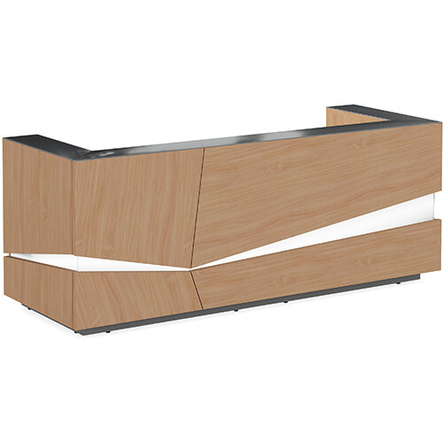 Illusion Modern Design Illuminated Beech Reception Desk with Anthracite Glass Counter Top W2800xD1000xH1100mm