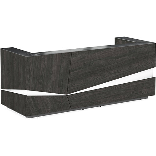 Illusion Modern Design Illuminated Carbon Walnut Reception Desk with Anthracite Glass Counter Top W2800xD1000xH1100mm Illusion Modern Design Illuminated Carbon Walnut Reception Desk with Anthracite Glass Counter Top W2800xD1000xH1100mm