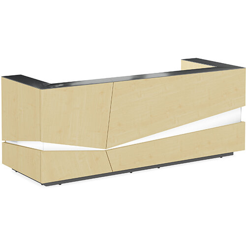 Illusion Modern Design Illuminated Maple Reception Desk with Anthracite Glass Counter Top W2800xD1000xH1100mm Illusion Modern Design Illuminated Maple Reception Desk with Anthracite Glass Counter Top W2800xD1000xH1100mm