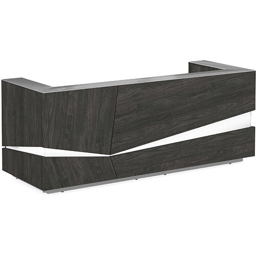 Illusion Modern Design Illuminated Carbon Walnut Reception Desk with Silver Glass Counter Top W2800xD1000xH1100mm Illusion Modern Design Illuminated Carbon Walnut Reception Desk with Silver Glass Counter Top W2800xD1000xH1100mm